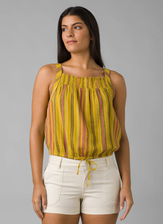 Prana Tops - PRANA Women's Little Palm Cami Tank Top Large Yellow Leapfrog Stripe NWT